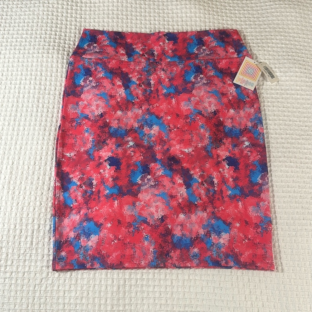 LuLaRoe Women’s Cassie Pencil Skirt/Size:3XL /Color: Multi-Pink/Blue Print (NWT)